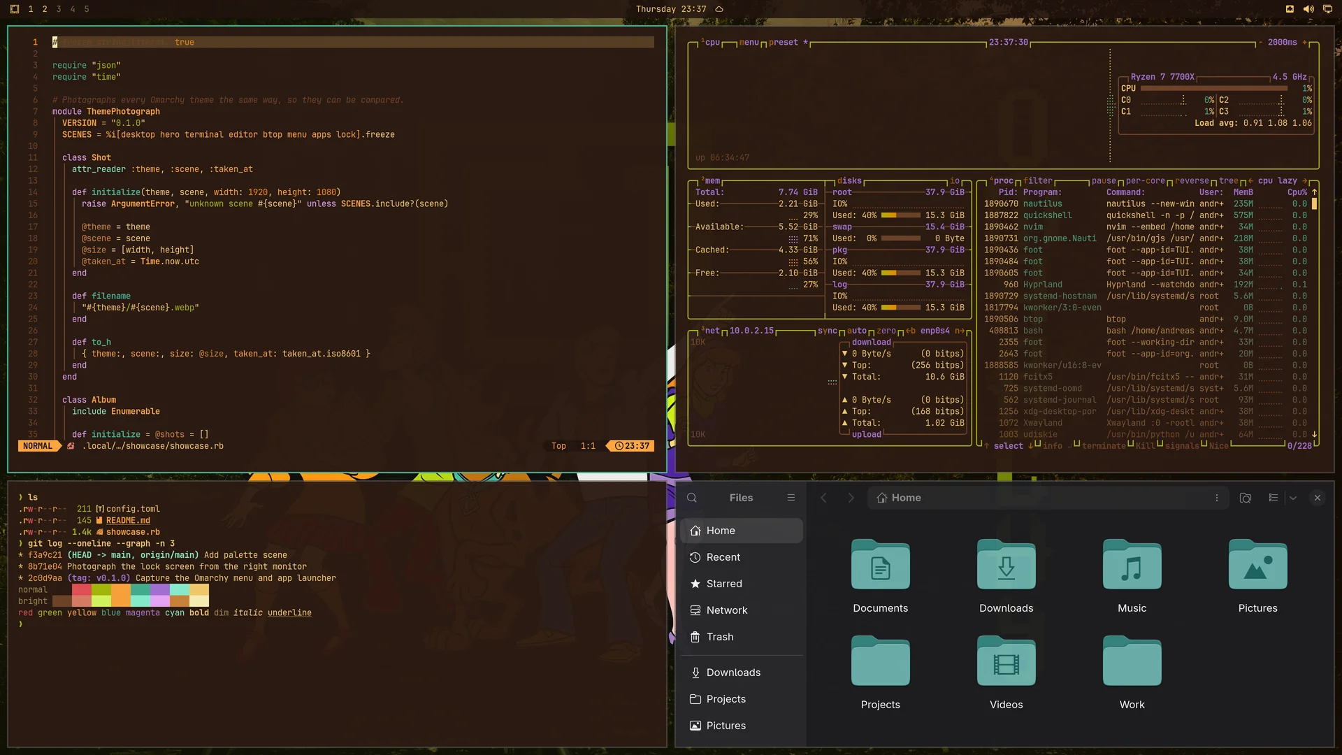 Scooby Doo: Neovim, terminal, btop and Files