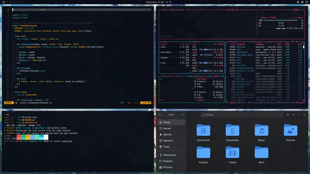Shinsekai: Neovim, terminal, btop and Files