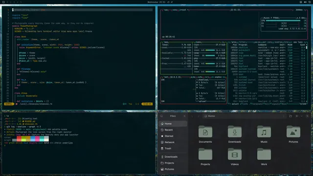 Solarized Japan: Neovim, terminal, btop and Files