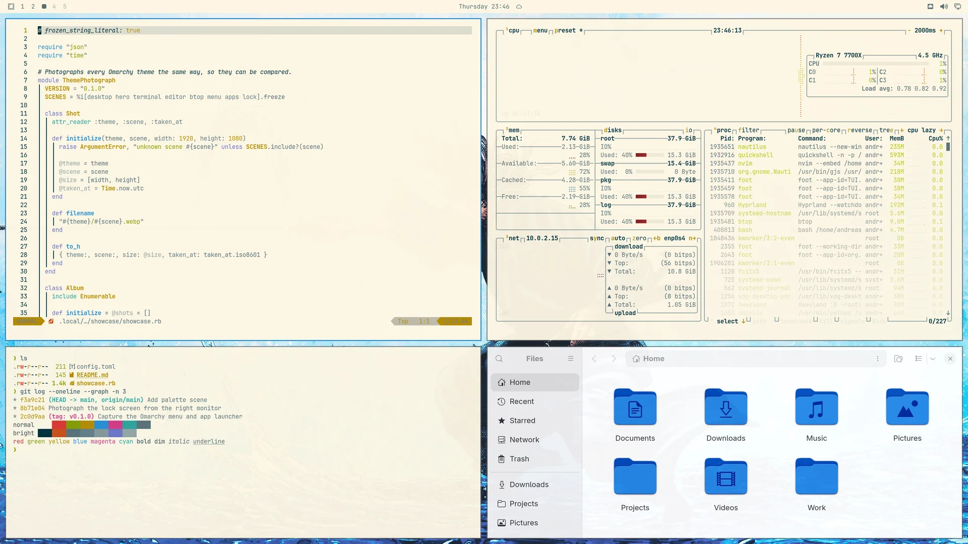 Solarized Light: Neovim, terminal, btop and Files
