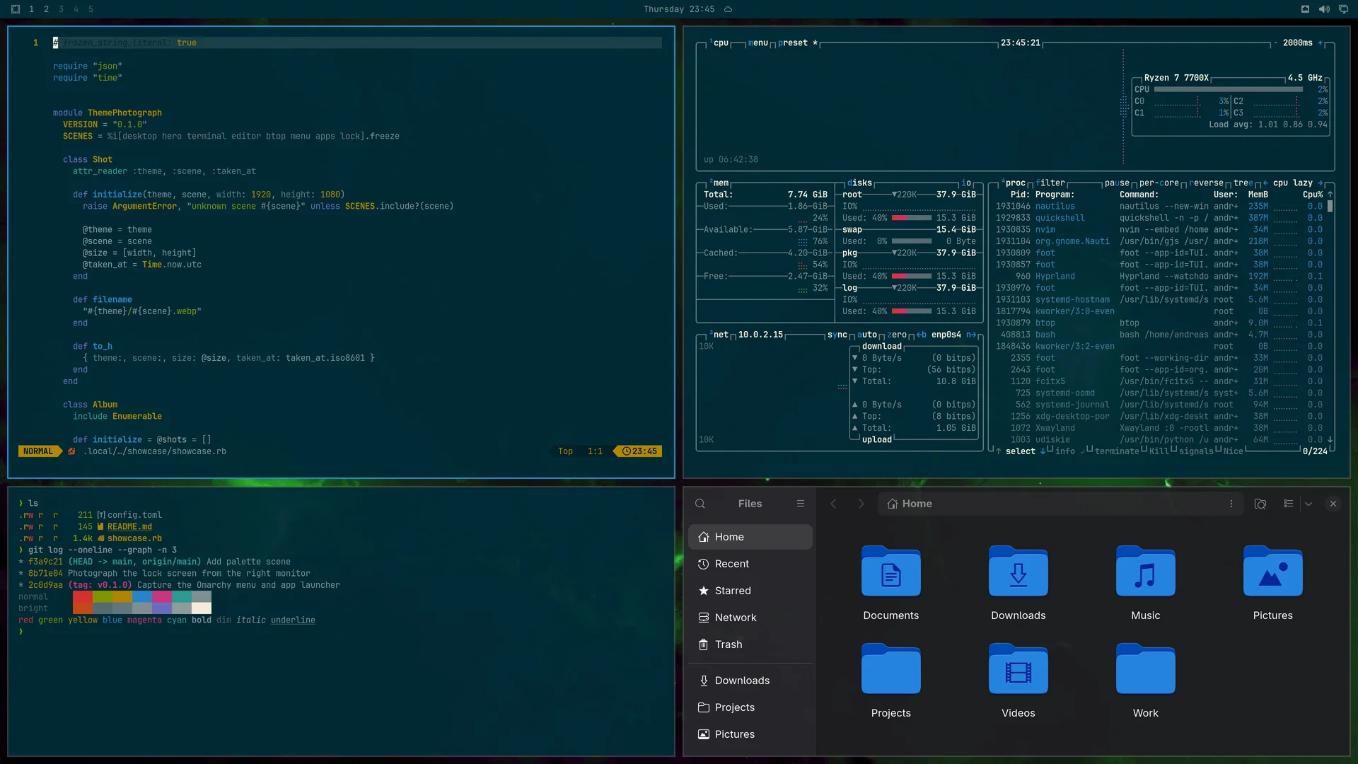 Solarized: Neovim, terminal, btop and Files