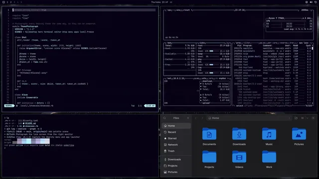 Spacex Terrafab: Neovim, terminal, btop and Files