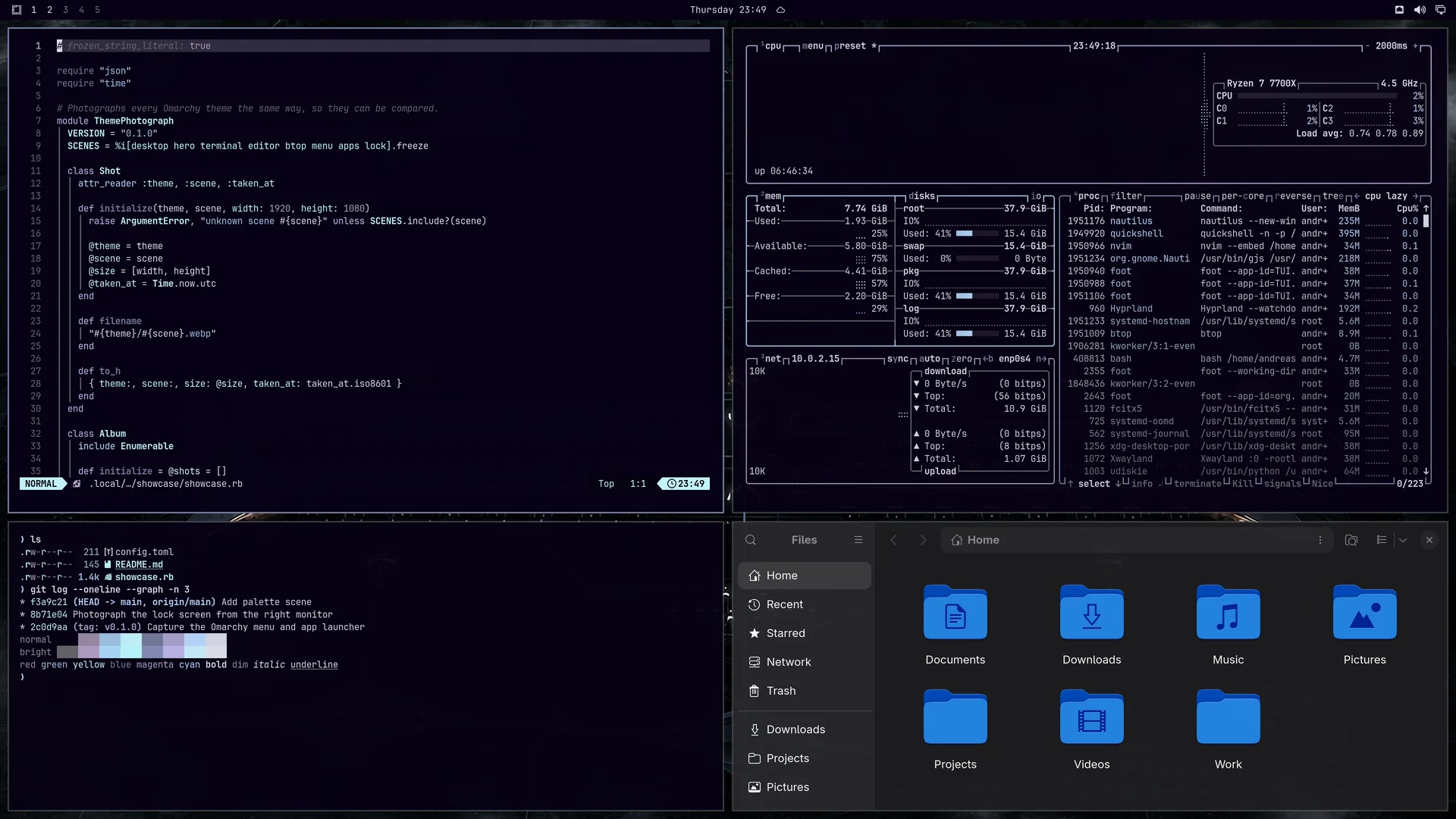 Spacex Terrafab: Neovim, terminal, btop and Files