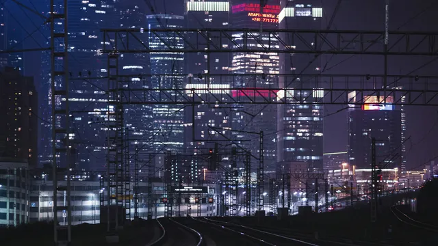 Spiderverse wallpaper: city rails
