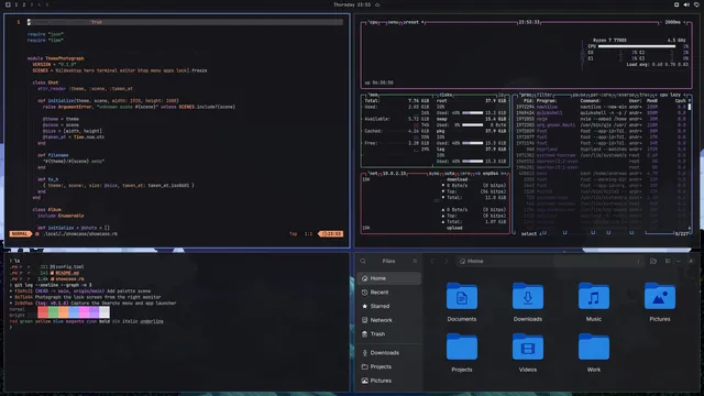Stardew: Neovim, terminal, btop and Files