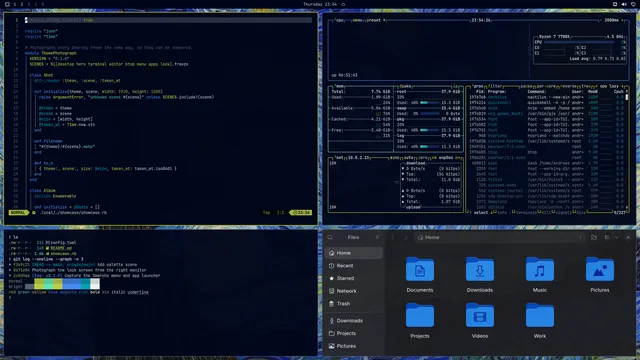 Starry Night: Neovim, terminal, btop and Files