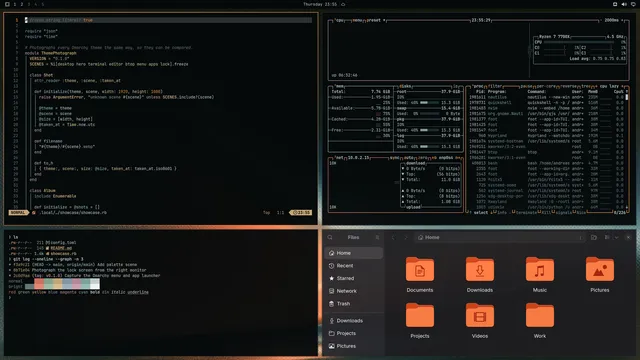 Starsend: Neovim, terminal, btop and Files