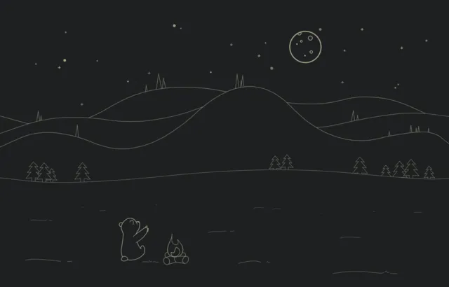 Stillmoon wallpaper: a drawing of a bear and a campfire