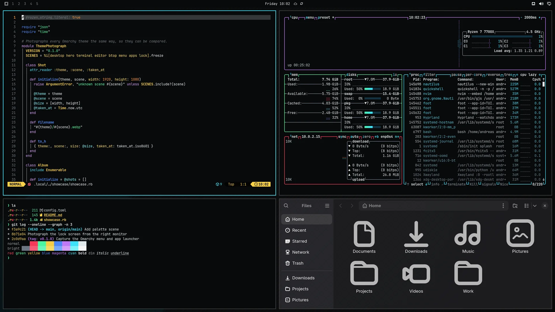 Sword Art: Neovim, terminal, btop and Files