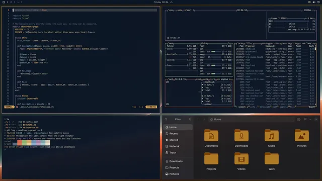 Terminus: Neovim, terminal, btop and Files