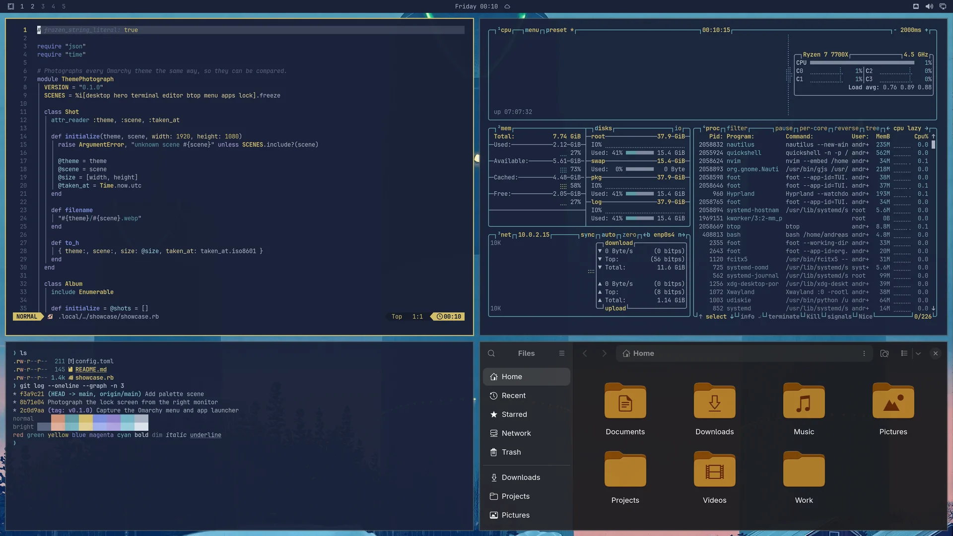 The Loop: Neovim, terminal, btop and Files