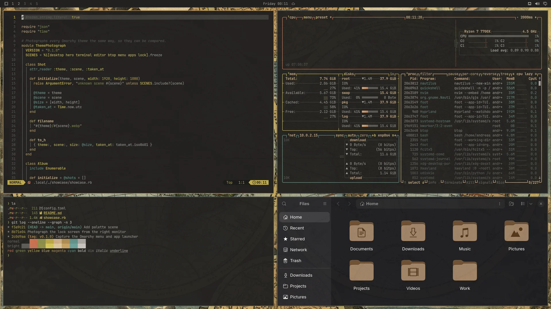 The Navigator: Neovim, terminal, btop and Files
