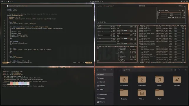 Thunderstruck: Neovim, terminal, btop and Files