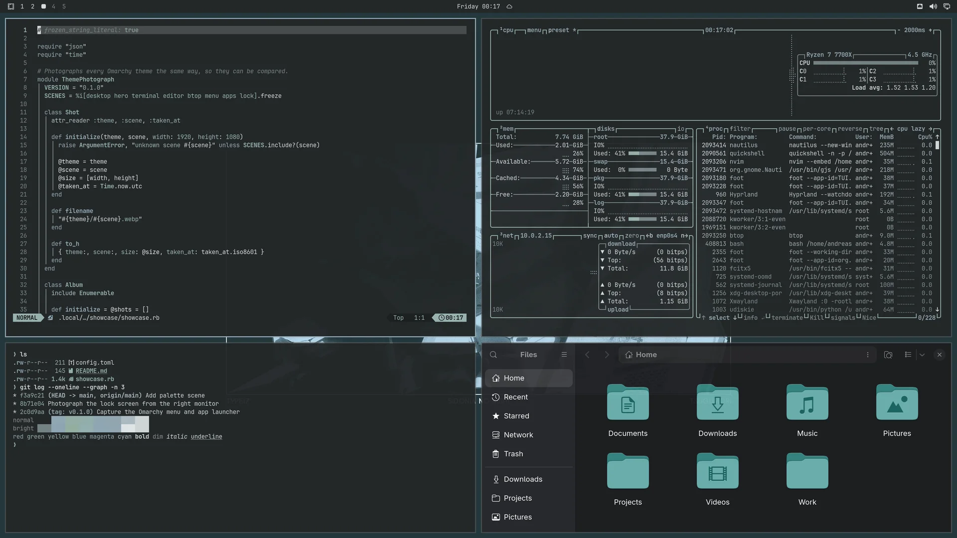 Type17: Neovim, terminal, btop and Files