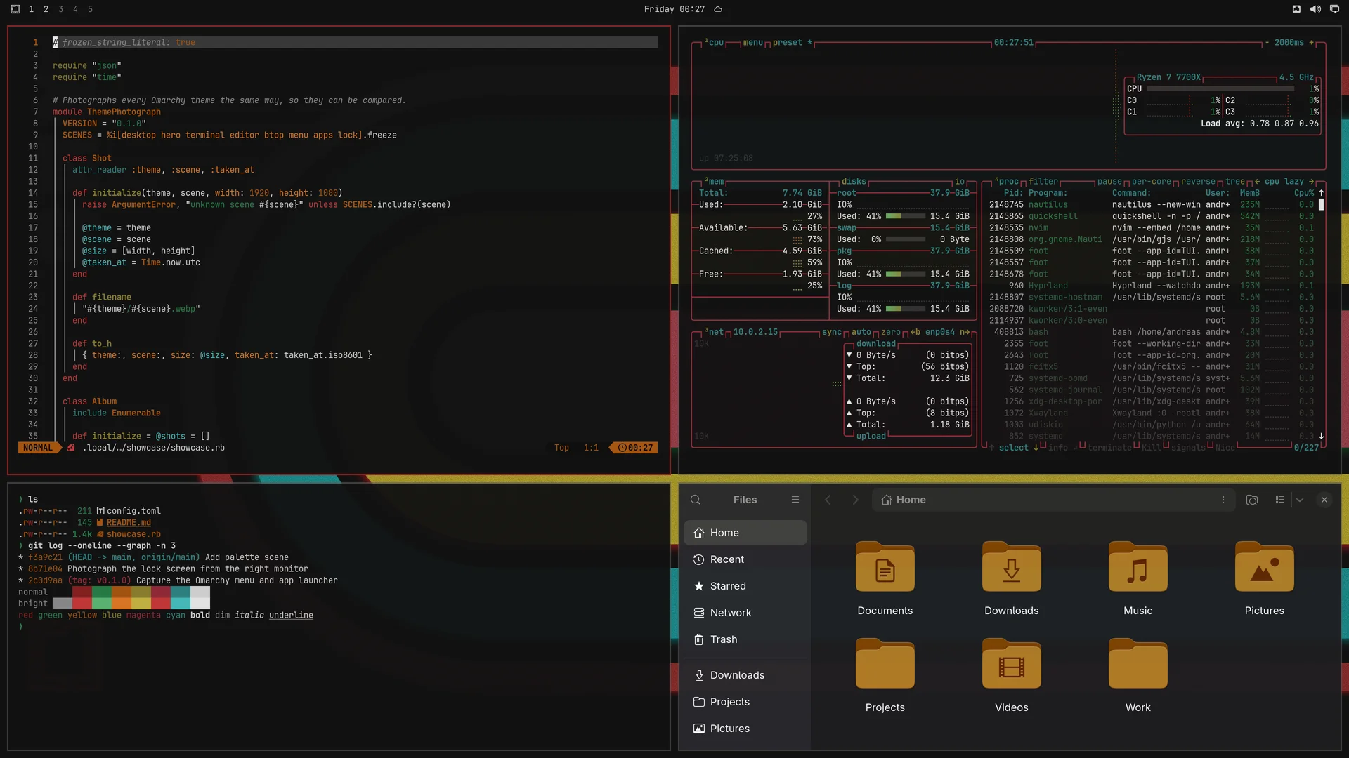 VHS 80: Neovim, terminal, btop and Files