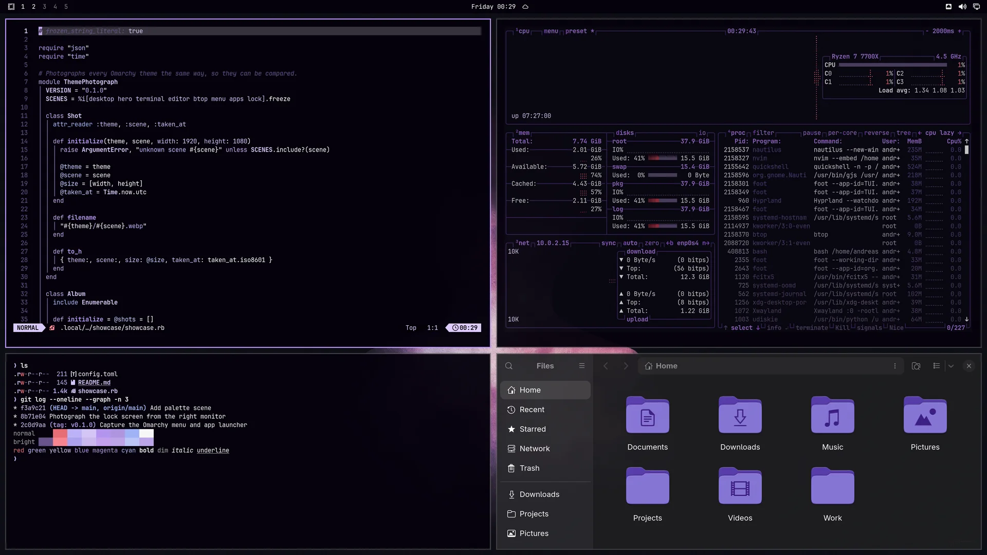 Void: Neovim, terminal, btop and Files