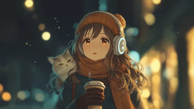 Waffle Cat wallpaper: winter bokeh cat