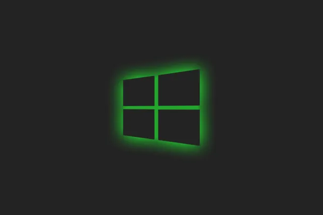 Windows Dark Mode wallpaper: green pulse window